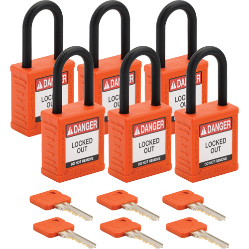 Cadenas de verrouillage Velocity, Orange, Cl&eacute;s diff&eacute;rentes, Nylon, Largeur de 1-1/2" Distribution Jean Lapalme