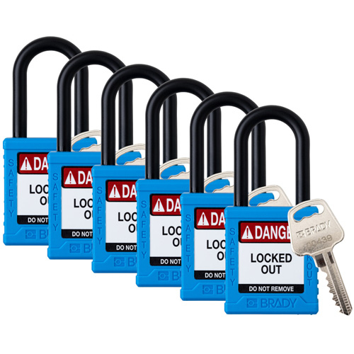 Cadenas de verrouillage Velocity, Bleu, Cl&eacute;s identiques, Nylon, Largeur de 1-1/2" Distribution Jean Lapalme