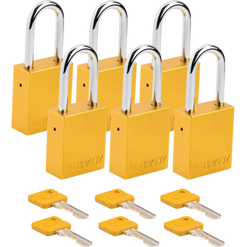 Cadenas de verrouillage Velocity, Jaune, Cl&eacute;s identiques, Aluminium, Largeur de 1-1/2" Distribution Jean Lapalme