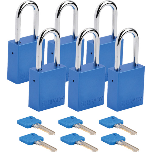 Cadenas de verrouillage Velocity, Bleu, Cl&eacute;s diff&eacute;rentes, Aluminium, Largeur de 1-1/2" Distribution Jean Lapalme