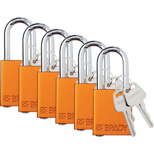 Cadenas de verrouillage Velocity, Orange, Cl&eacute;s diff&eacute;rentes, Aluminium, Largeur de 1-1/2" Distribution Jean Lapalme