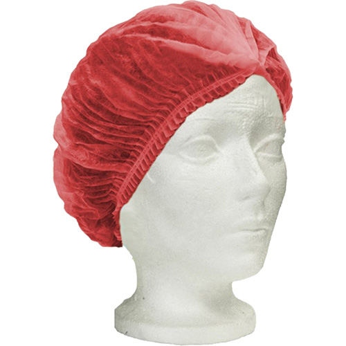 RONCO Care Pleated Bouffant Cap, Polypropylene, 24", Red Distribution Jean Lapalme