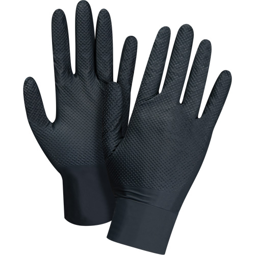 Gants d'examen de poids lourd &agrave; prise tactile, Petit, Nitrile, 8 mils, Sans poudre, Noir, Classe 2 Distribution Jean Lapalme