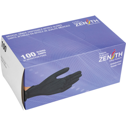 Gants d'examen de poids lourd &agrave; prise tactile, Petit, Nitrile, 8 mils, Sans poudre, Noir, Classe 2 Distribution Jean Lapalme