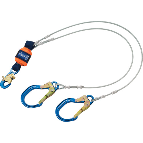 Energy Absorbing Lanyard, 6', Rebar Hook Center, Snap Hook Leg Ends, Metal Distribution Jean Lapalme