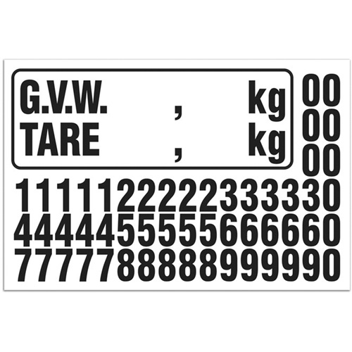 Trousse de num&eacute;rotation de la masse brute du v&eacute;hicule (MBV) pour camion, Num&eacute;ros/lettres/ponctuation assortis, Noir Distribution Jean Lapalme