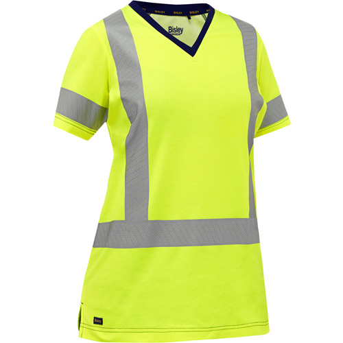 Chemise &agrave; manches courtes et X au dos Bisley pour femmes, Poly-coton, Petit, Jaune lime haute visibilit&eacute; Distribution Jean Lapalme