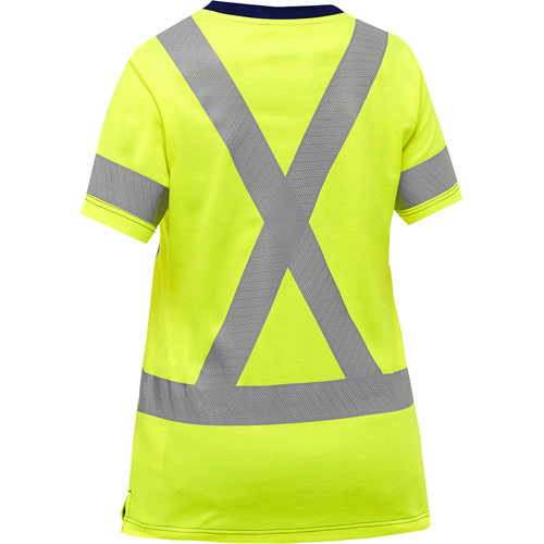 Chemise &agrave; manches courtes et X au dos Bisley pour femmes, Poly-coton, Petit, Jaune lime haute visibilit&eacute; Distribution Jean Lapalme