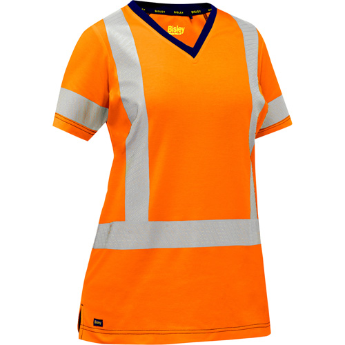 Chemise &agrave; manches courtes et X au dos Bisley pour femmes, Poly-coton, Petit, Orange haute visibilit&eacute; Distribution Jean Lapalme