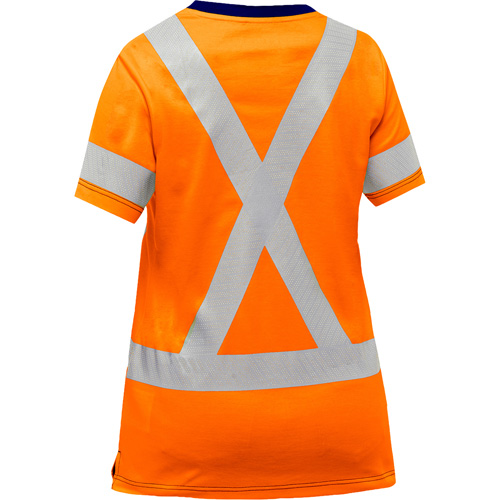 Chemise &agrave; manches courtes et X au dos Bisley pour femmes, Poly-coton, Petit, Orange haute visibilit&eacute; Distribution Jean Lapalme