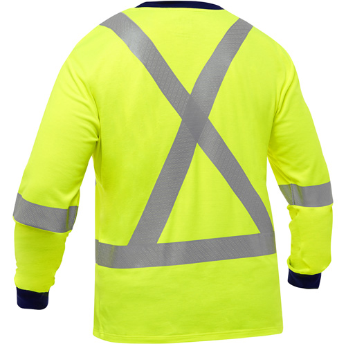 Bisley&reg; X-Back Long Sleeve Shirt, Poly-Cotton, Small, High Visibility Lime-Yellow Distribution Jean Lapalme