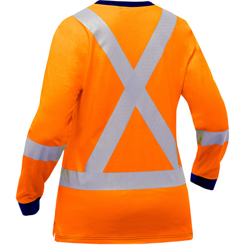 Chemise &agrave; manches longues et X au dos Bisley pour femmes, Poly-coton, Petit, Orange haute visibilit&eacute; Distribution Jean Lapalme