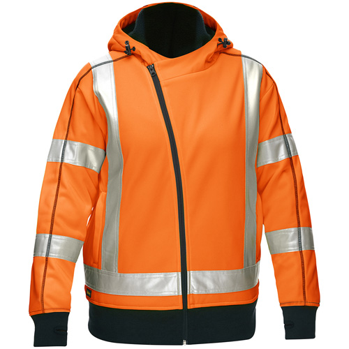 Bisley&reg; X-Back Women's Contoured Full Zip Hooded Sweatshirt with Sherpa Lining, 3X-Large, High Visibility Orange Distribution Jean Lapalme