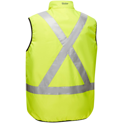 Bisley&reg; X-Back Reversible Puffer Vest, High Visibility Lime-Yellow, Small, Polyester Distribution Jean Lapalme