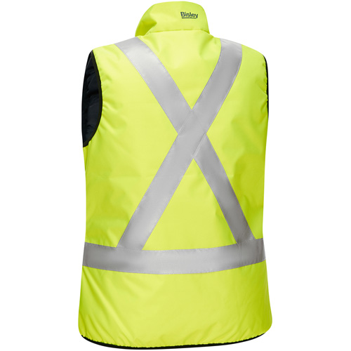 Veste bouffante, enveloppante et r&eacute;versible avec X au dos Bisley pour femmes, Jaune lime haute visibilit&eacute;, Petit, Polyester Distribution Jean Lapalme