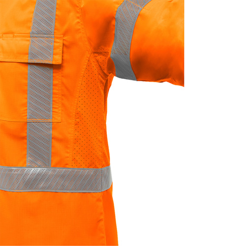 Bisley&reg; X-Back Long Sleeve Work Shirt with X-Airflow, Poly-Cotton, Small, High Visibility Orange Distribution Jean Lapalme