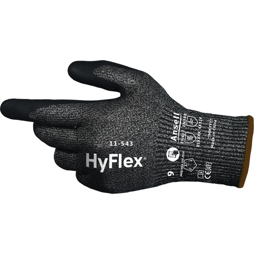 HyFlex&reg; 11-543 Cut Resistant Gloves, Size 6, 13 Gauge, Nitrile Coated, Nylon/Stainless Steel/HPPE/Spandex Shell, ASTM ANSI Level A7/EN 388 Level F Distribution Jean Lapalme