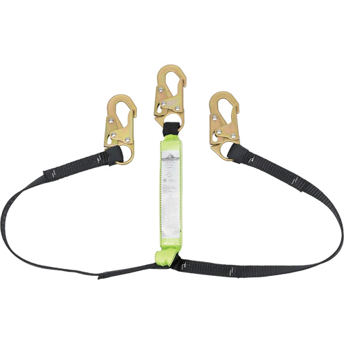 SA-64000-4 Shock Absorbing Lanyard, 4', Snap Hook Center, Snap Hook Leg Ends, Polyester Distribution Jean Lapalme