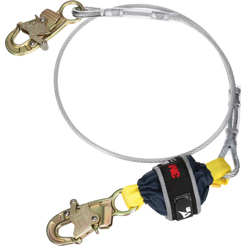 Cable Shock-Absorbing Lanyard, 6', Snap Hook Center, Snap Hook Leg Ends, Galvanized Steel Distribution Jean Lapalme