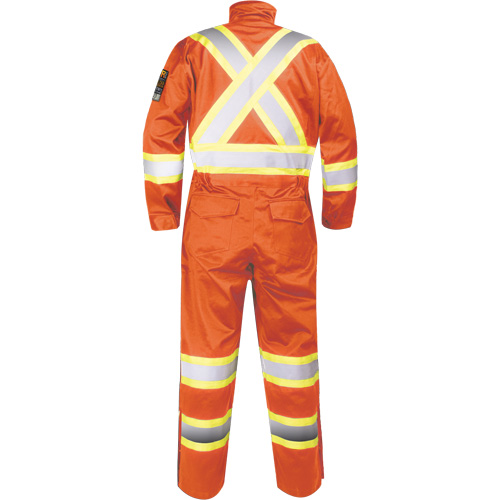 Combinaison ignifug&eacute;e avec bandes haute visibilit&eacute;, Taille Petit, Orange Distribution Jean Lapalme
