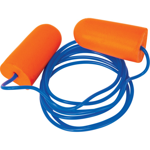 Bouchons d'oreilles en mousse, Paire - Sac en poly, Avec cordon Distribution Jean Lapalme