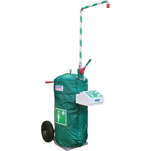 Douche d'urgence isol&eacute;e, mobile et autonome avec douche oculaire et faciale, Capacit&eacute; 30 gal., Conformit&eacute; Aucune Distribution Jean Lapalme