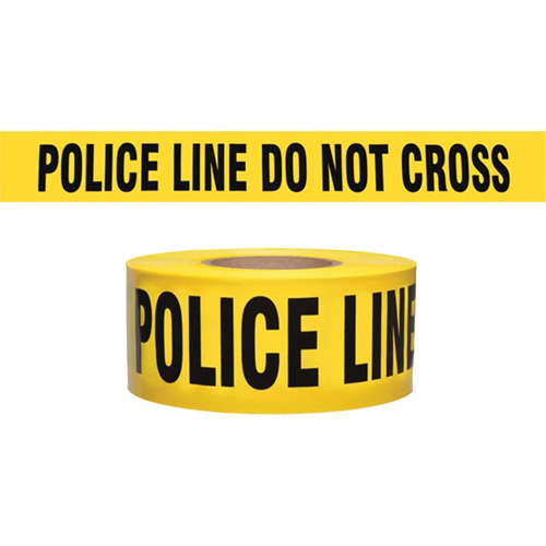 "Police Line Do Not Cross" Contractor-Grade Barricade Tape, English, 3" W x 1000' L, 2 mils, Black on Yellow Distribution Jean Lapalme