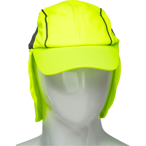 Chapeaux de refroidissement avec voiles pour le cou, Lime haute visibilit&eacute; Distribution Jean Lapalme