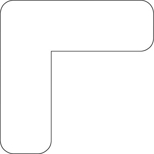 Durastripe Xtreme 90-Degree Angle for Rounded Corners, L, 4" L x 4" W, White, Vinyl Distribution Jean Lapalme