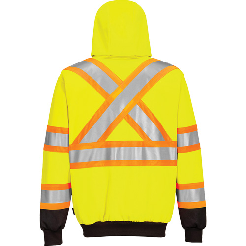 Chandail de s&eacute;curit&eacute; &agrave; capuchon avec bandes contrastantes, Petit, Noir/Jaune lime haute visibilit&eacute; Distribution Jean Lapalme