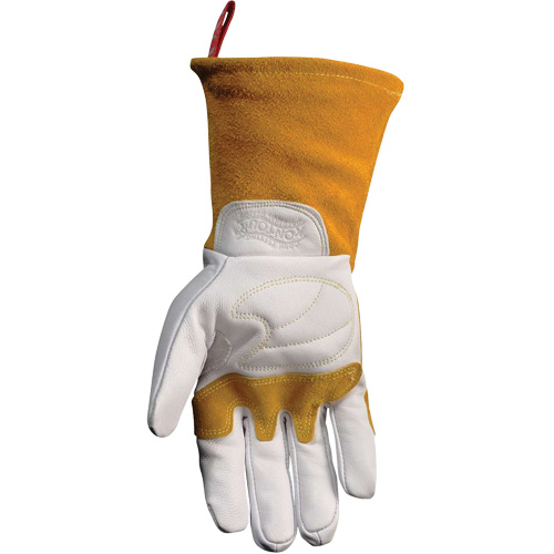 Gants de soudeur TIG/MIG de premi&egrave;re qualit&eacute; avec dos en cuir de vache refendue isol&eacute;es et ignifug&eacute;s Caiman, Cuir fleur de ch&egrave;vre, Taille Moyen Distribution Jean Lapalme