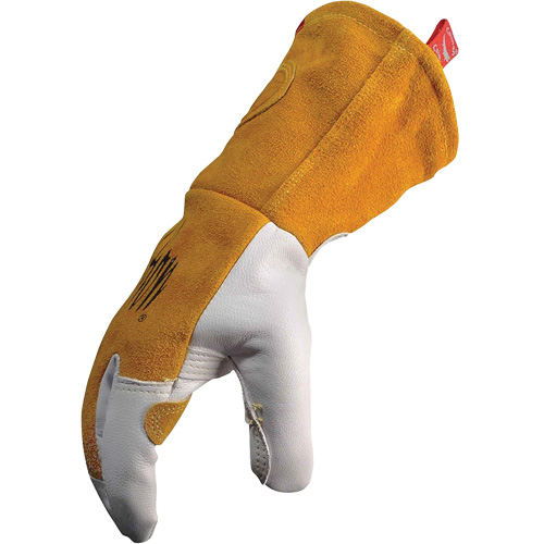 Gants de soudeur TIG/MIG de premi&egrave;re qualit&eacute; avec dos en cuir de vache refendue isol&eacute;es et ignifug&eacute;s Caiman, Cuir fleur de ch&egrave;vre, Taille Moyen Distribution Jean Lapalme