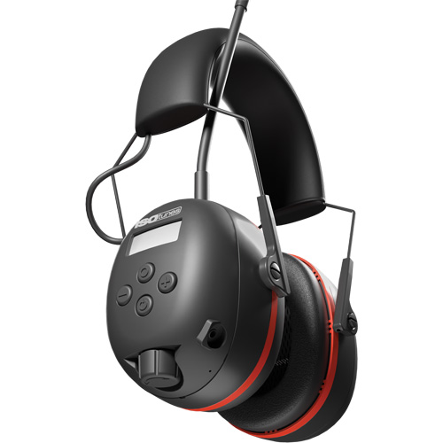 Black & Red Air Defender AM/FM Earmuffs, Headband Style, 24 dB Distribution Jean Lapalme
