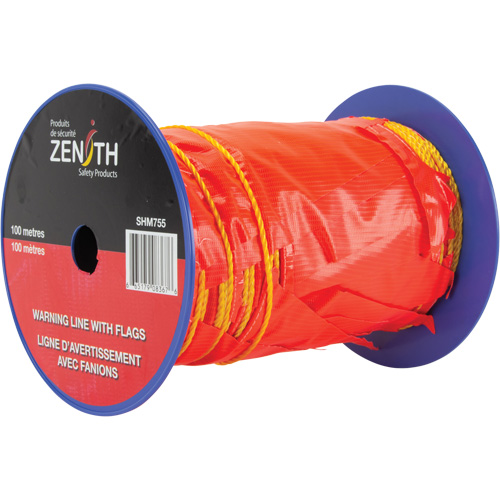 Ligne d'avertissement avec fanions, 328' lo, Orange/Jaune Distribution Jean Lapalme