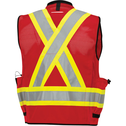 6678 High-Visibility Antimicrobial Mesh-Back Surveyor Vest, Red, Small, Polyester Distribution Jean Lapalme