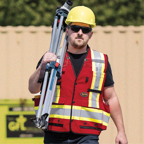 6678 High-Visibility Antimicrobial Mesh-Back Surveyor Vest, Red, Small, Polyester Distribution Jean Lapalme