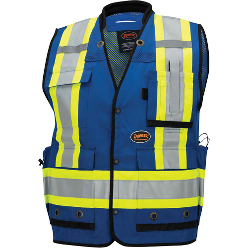 6681 Veste d'arpenteur antimicrobienne haute visibilit&eacute; avec dos en maille, Bleu royal, Petit, Polyester Distribution Jean Lapalme