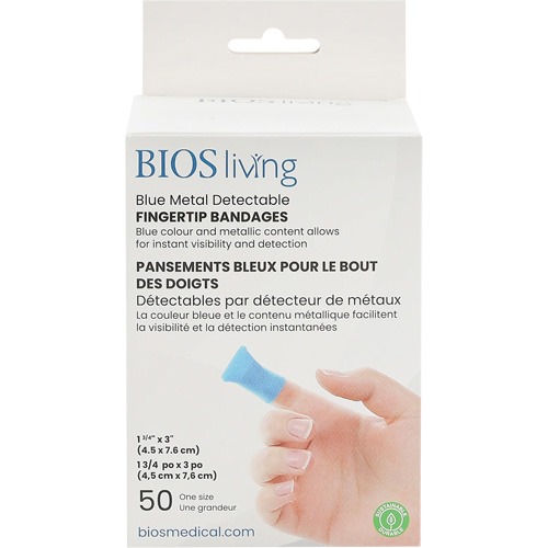 Bandages bleus, Bout de doigt, 3", Tissu d&eacute;tectable, St&eacute;rile Distribution Jean Lapalme