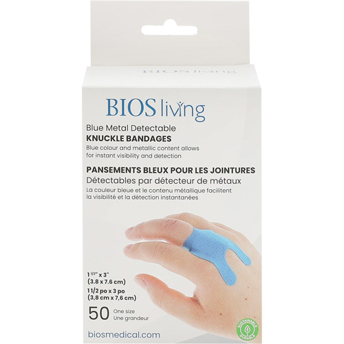 Bandages bleus, Jointures, 3", Tissu d&eacute;tectable, St&eacute;rile Distribution Jean Lapalme