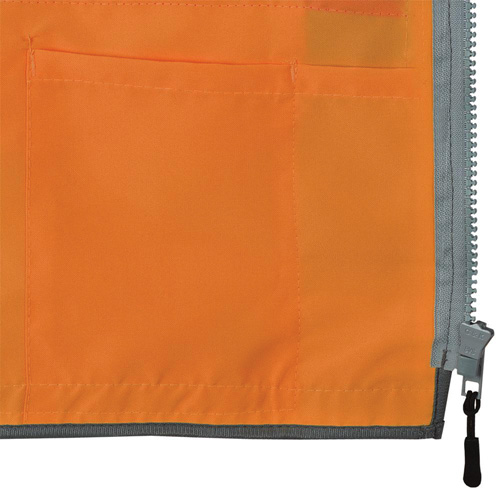 Veste de s&eacute;curit&eacute; pour arpenteur Pioneer avec fermeture &agrave; glissi&egrave;re et dos en maille, Orange haute visibilit&eacute;, Petit, Polyester Distribution Jean Lapalme