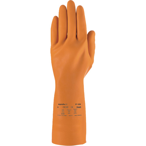 Gants robustes r&eacute;sistants aux produits chimiques AlphaTec 87-208, Taille 7, 12,8" lo, Latex de caoutchouc, Doublure en Coton/Ouat&eacute;e, 29,5 mils Distribution Jean Lapalme