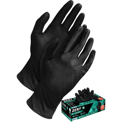 Gants jetables Deny, Petit, Nitrile, 6 mils, Sans poudre, Noir Distribution Jean Lapalme