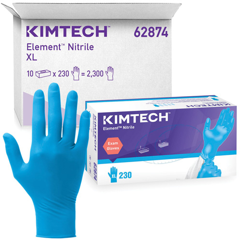 Gants d'examen Kimtech Element, T-petit, Nitrile, 3,2 mils, Sans poudre, Bleu, Classe 2 Distribution Jean Lapalme