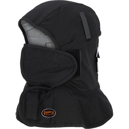 Doublure matelass&eacute;e ignifug&eacute;e Pioneer 765A pour casque de s&eacute;curit&eacute; avec un long cou et embout buccal amovible, Noir/Gris, Coton/FR-Tech/Modacrylique/Nylon Distribution Jean Lapalme