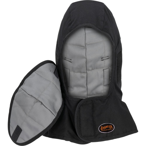 Doublure matelass&eacute;e ignifug&eacute;e Pioneer 765A pour casque de s&eacute;curit&eacute; avec un long cou et embout buccal amovible, Noir/Gris, Coton/FR-Tech/Modacrylique/Nylon Distribution Jean Lapalme