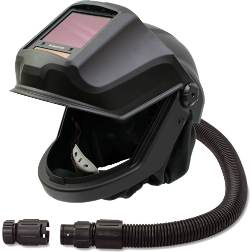 Masque respiratoire &agrave; adduction d'air et casque de soudage &agrave; visi&egrave;re relevable avec filtre ADF et valve anti-refoulement DEFENDER, Universel, Pi&egrave;ce faciale Distribution Jean Lapalme