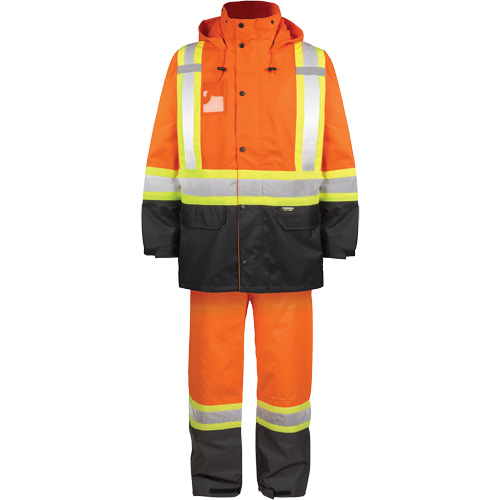 High-Visibility 150-Deniers Rain Suit, Polyester, Small, High Visibility Orange Distribution Jean Lapalme