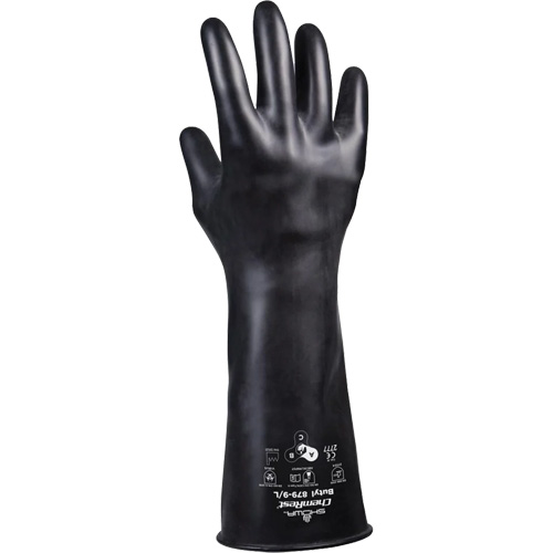 879 Acid-Resistant Gloves, Size Medium/8, 14" L, Butyl Rubber, 28-mil Distribution Jean Lapalme