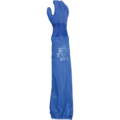 Gants r&eacute;sistants aux produits chimiques 690, Taille Grand/9, 26" lo, Coton/PVC Distribution Jean Lapalme