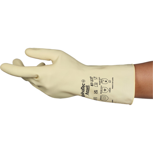 Gants naturels et l&eacute;gers AlphaTec 87-137, Taille 10, 11,8" lo, Latex de caoutchouc, 16 mils Distribution Jean Lapalme